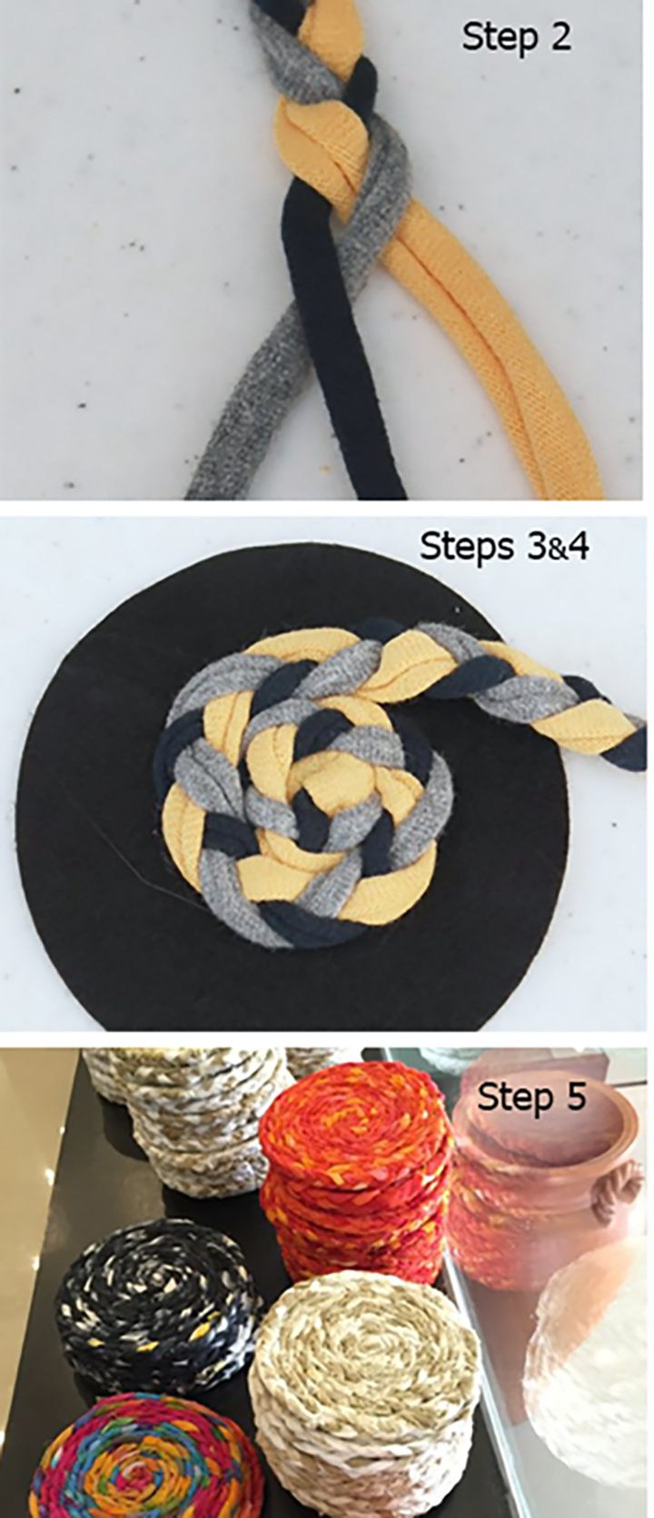 pictures of how to make a coaster from yarn