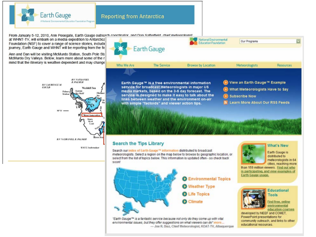 Screenshots of Earth Gauge website from NEEF