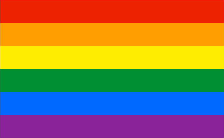 Pride Flag with red, orange, yellow, green, blue, and purple stripes