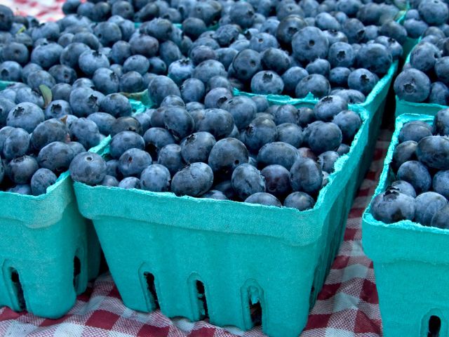 blueberries at a farmers market