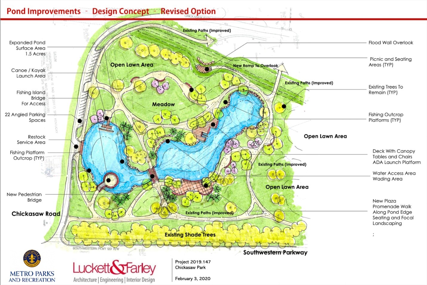 Design concept of the Chickasaw Park pond improvements
