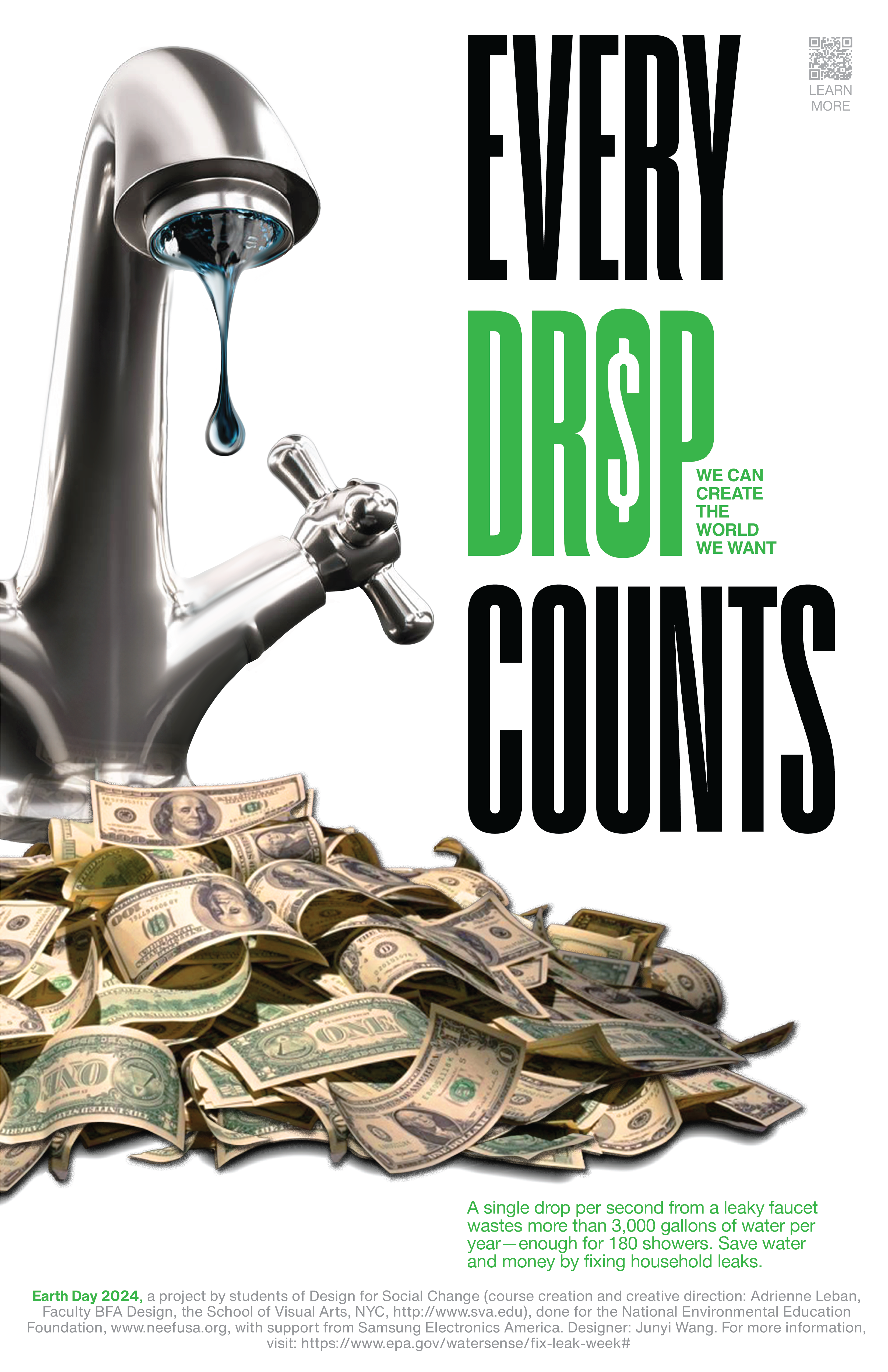 Earth Day Gallery Art poster Every Drop Counts