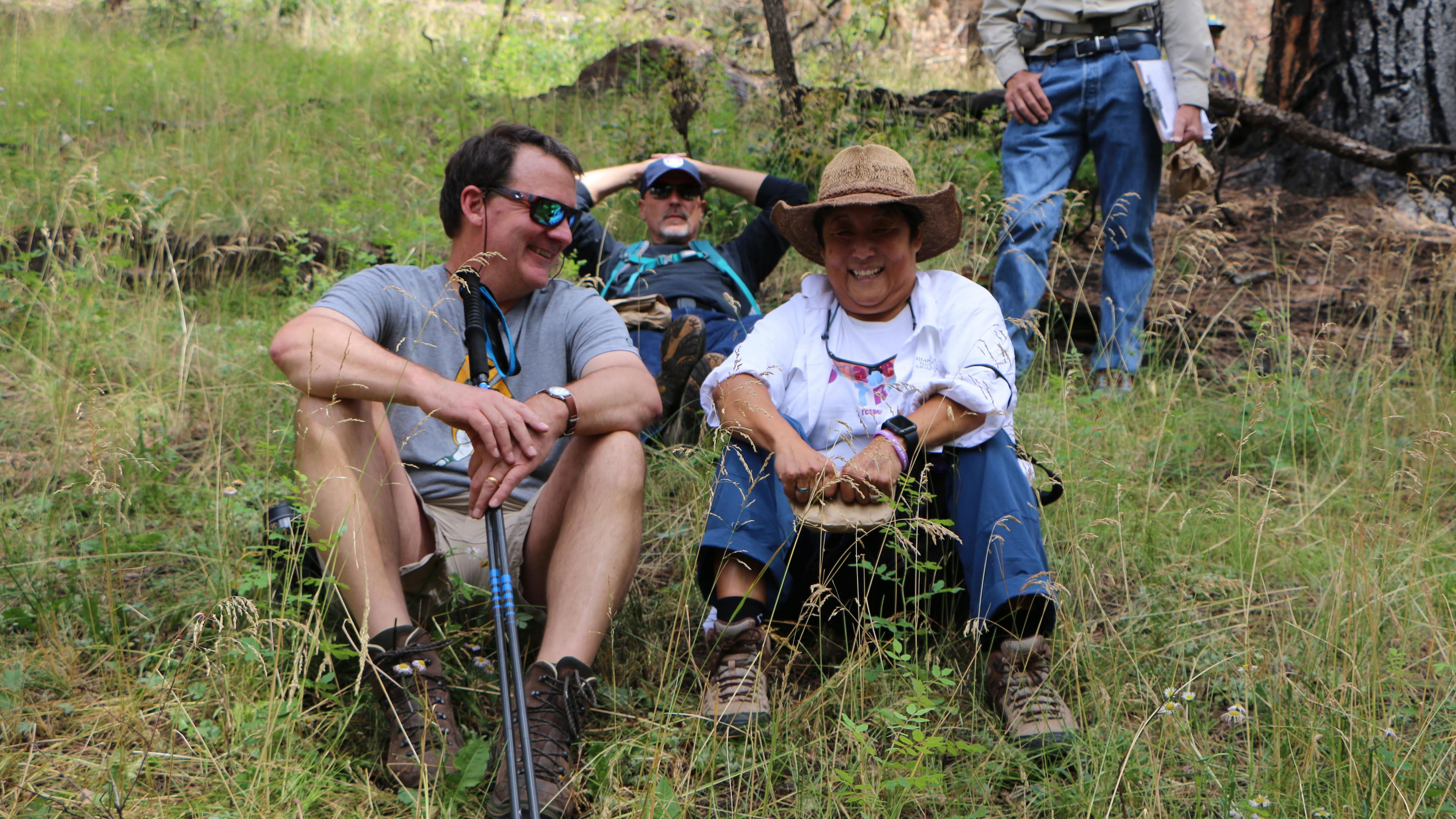 Volunteers taking a break