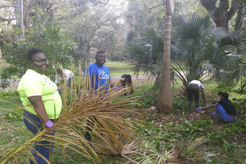 A volunteer clean-up day at Enchanted Forest Elaine Gordon Park