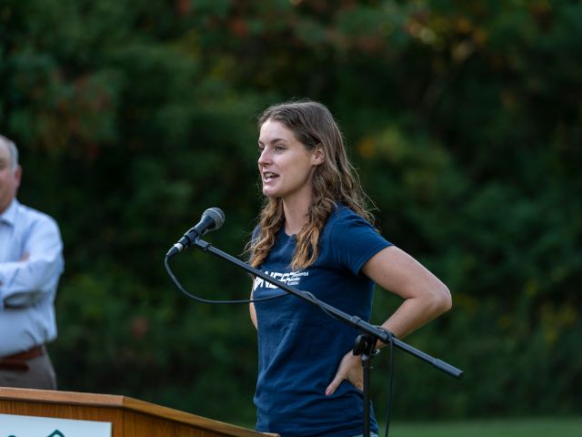 Kelly Burnett speaking at an NPLD event in 2022.