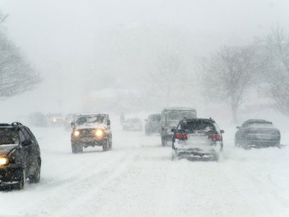 Snowstorm on the highway