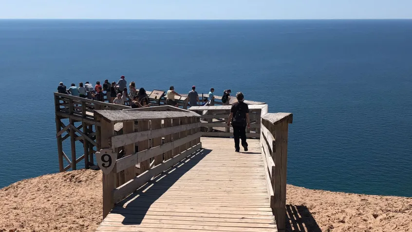 Crowd at a pier at Sleeping Bear Dunes, Michigan