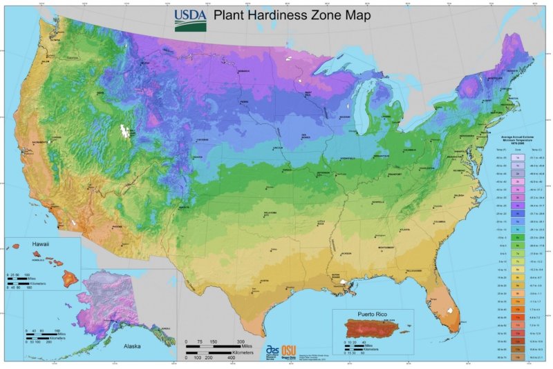 USDA plant hardiness zone map