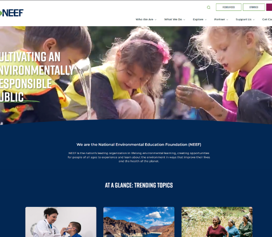 Screenshot of NEEF's new website homepage