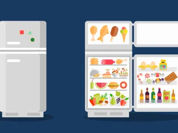 Illustration of refrigerator with food