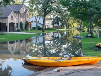 Flooded neighborhood in Houston after Hurricane Harvey