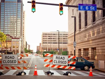 Road closed in downtown Cleveland